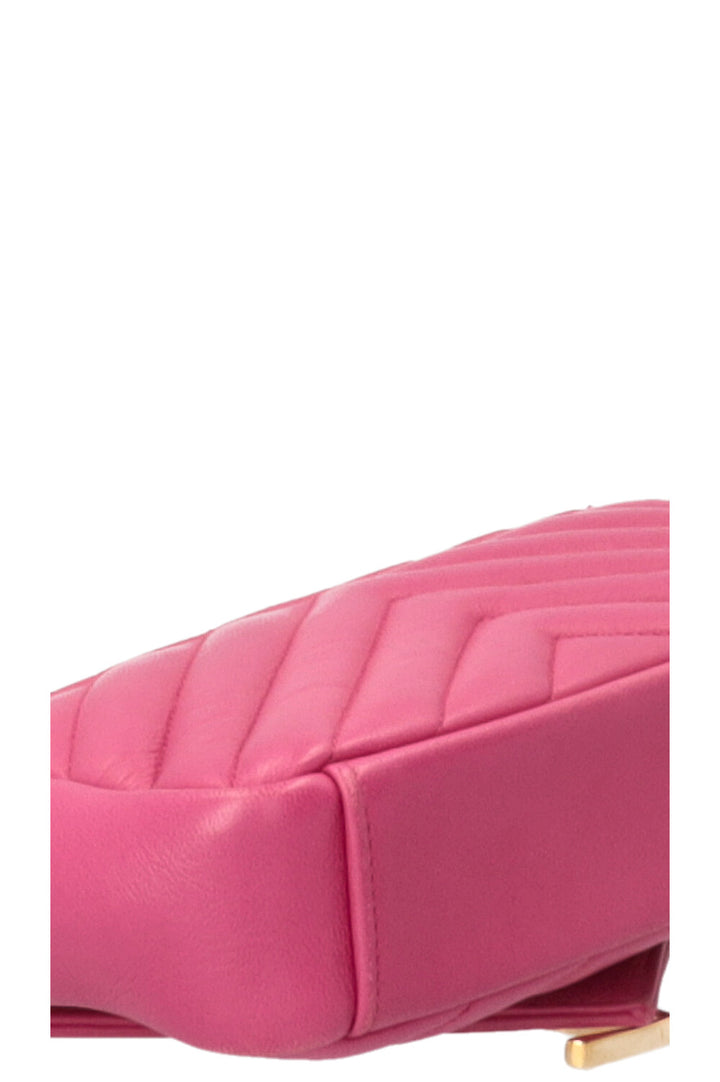 SAINT LAURENT Chevron College Wallet On Chain Pink