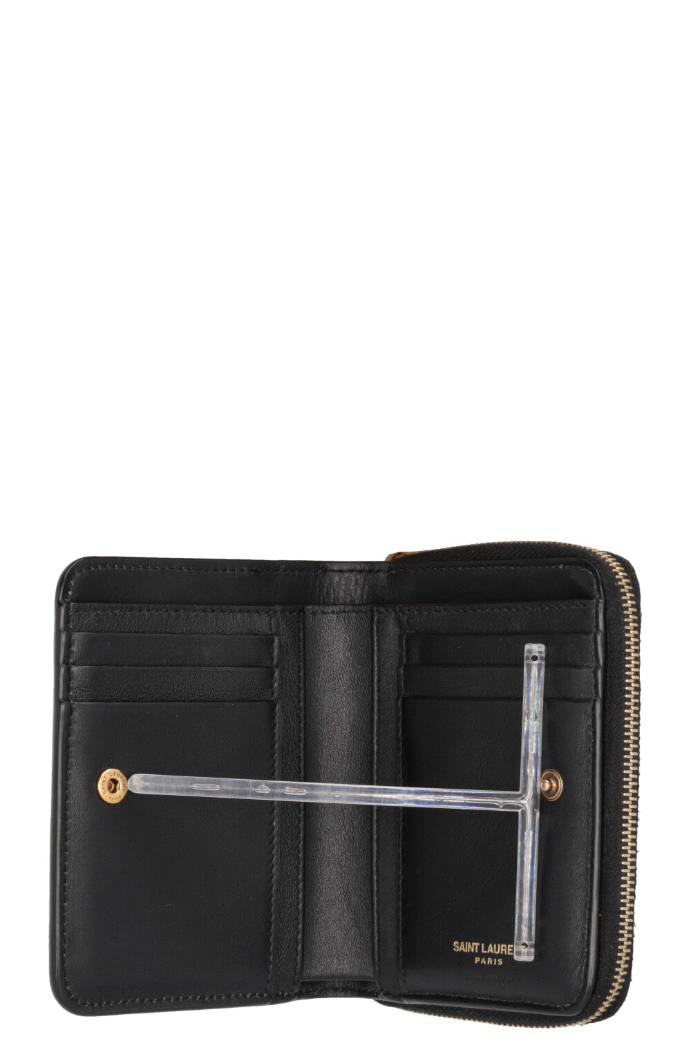 SAINT LAURENT Compact Cassandre Wallet Croco Embossed Midnight Blue