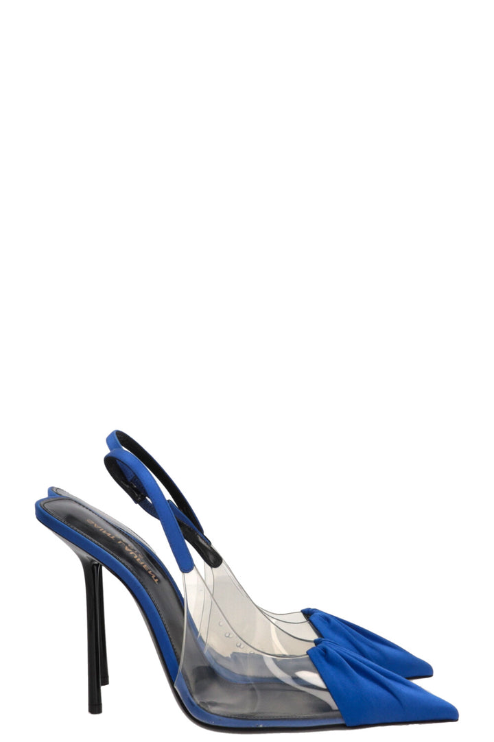 SAINT LAURENT Flaw Heels Satin Blue
