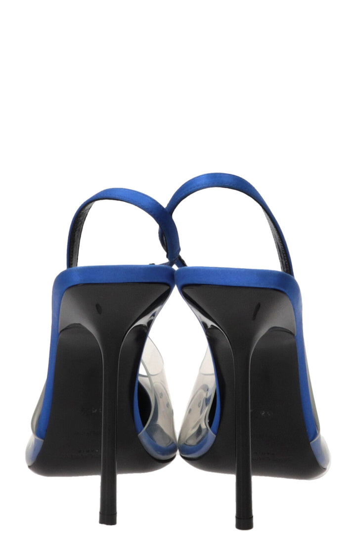 SAINT LAURENT Flaw Heels Satin Blue