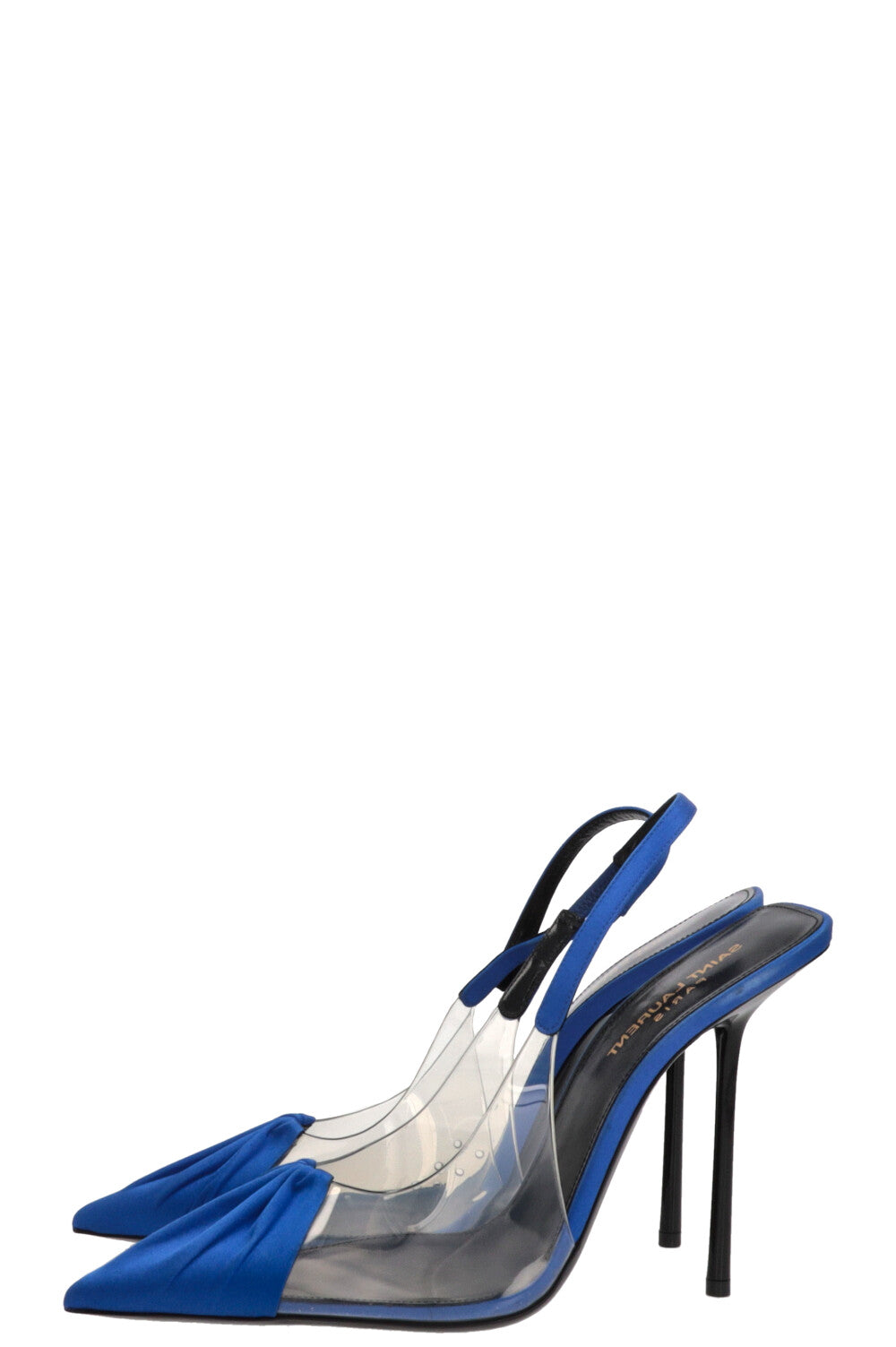 SAINT LAURENT Flaw Heels Satin Blue