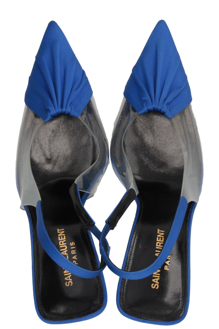 SAINT LAURENT Flaw Heels Satin Blue