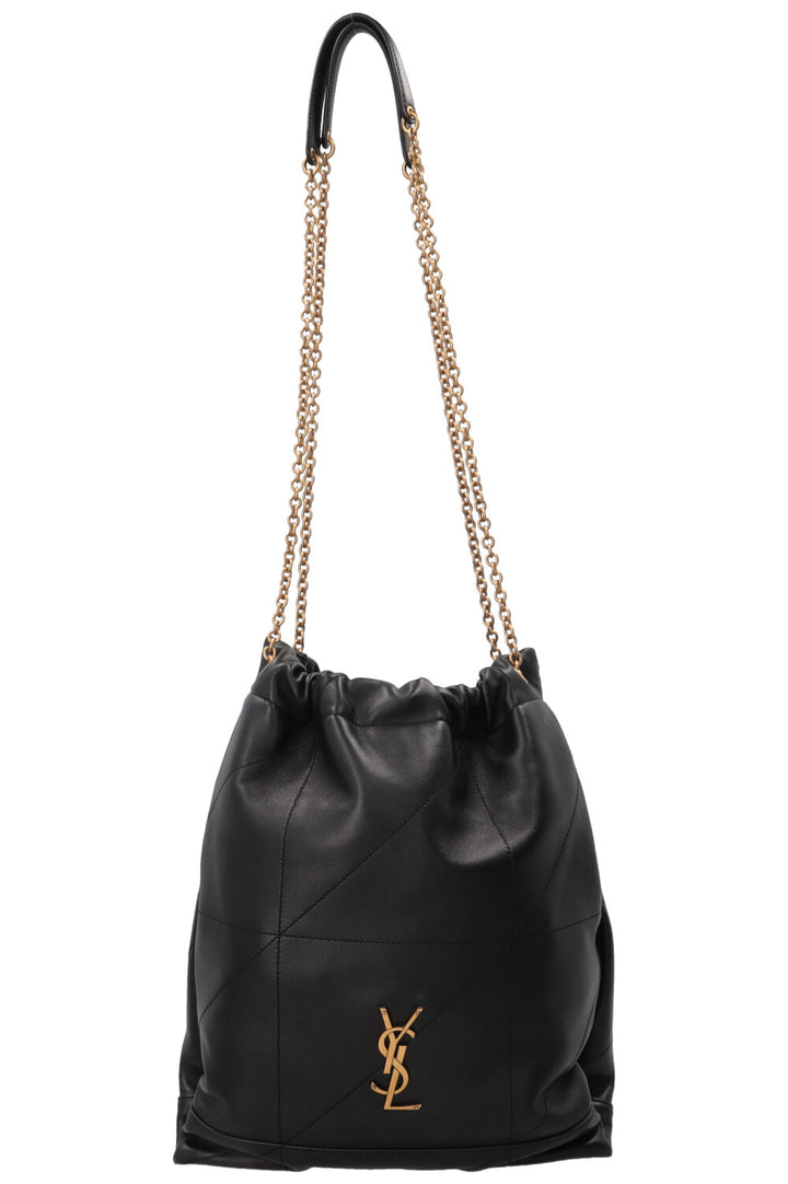 SAINT LAURENT Jamie Quilted Shoulder Tote Bag Leather Black