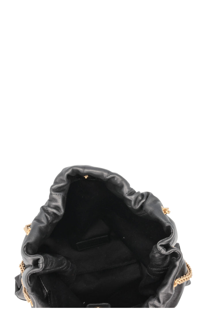 SAINT LAURENT Jamie Quilted Shoulder Tote Bag Leather Black