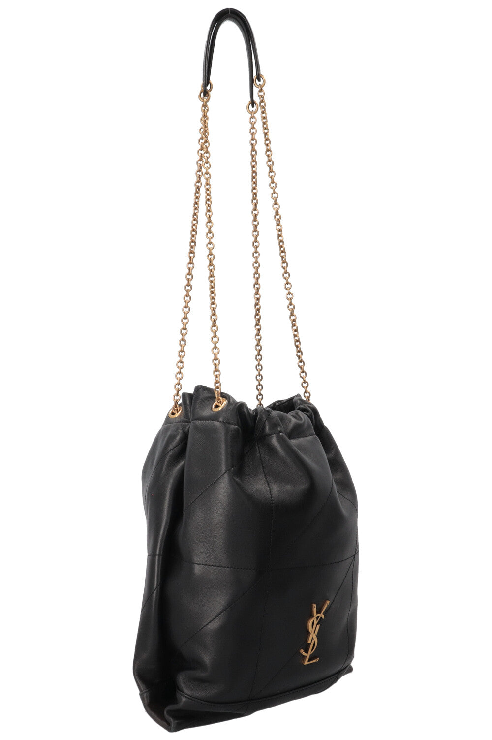 SAINT LAURENT Jamie Quilted Shoulder Tote Bag Leather Black