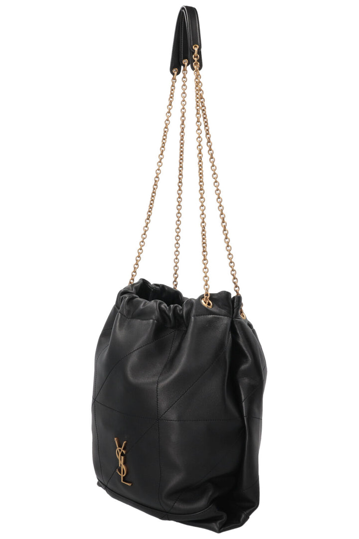 SAINT LAURENT Jamie Quilted Shoulder Tote Bag Leather Black