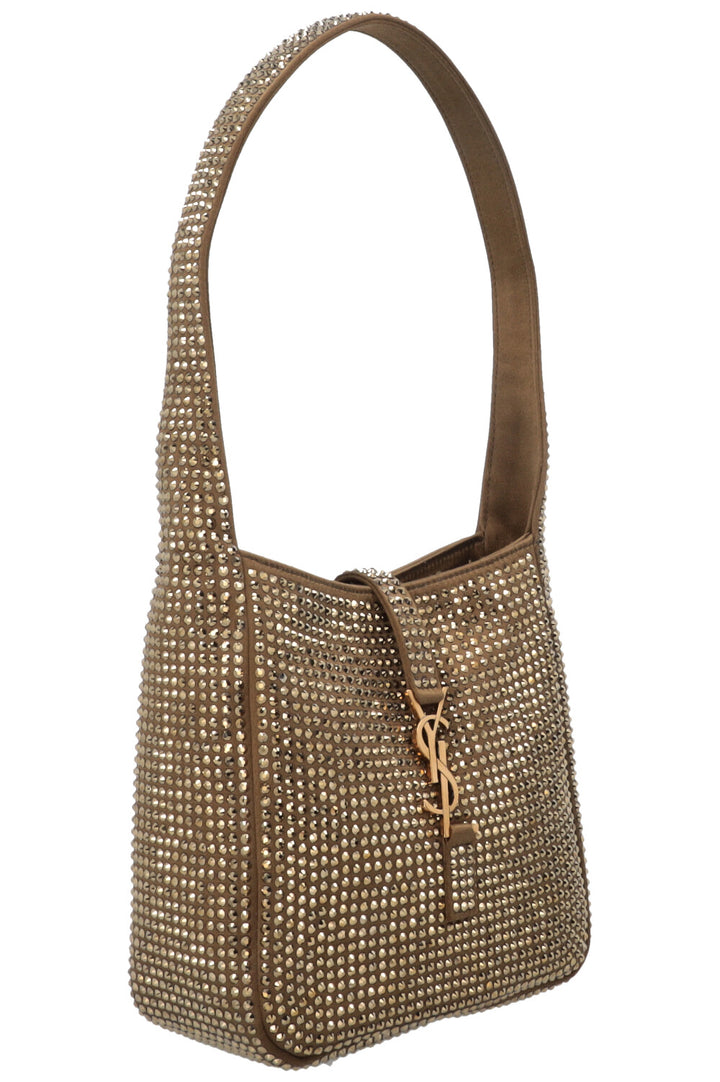 SAINT LAURENT Sac porté épaule Baby Le 5 à 7 en cristaux Kaki