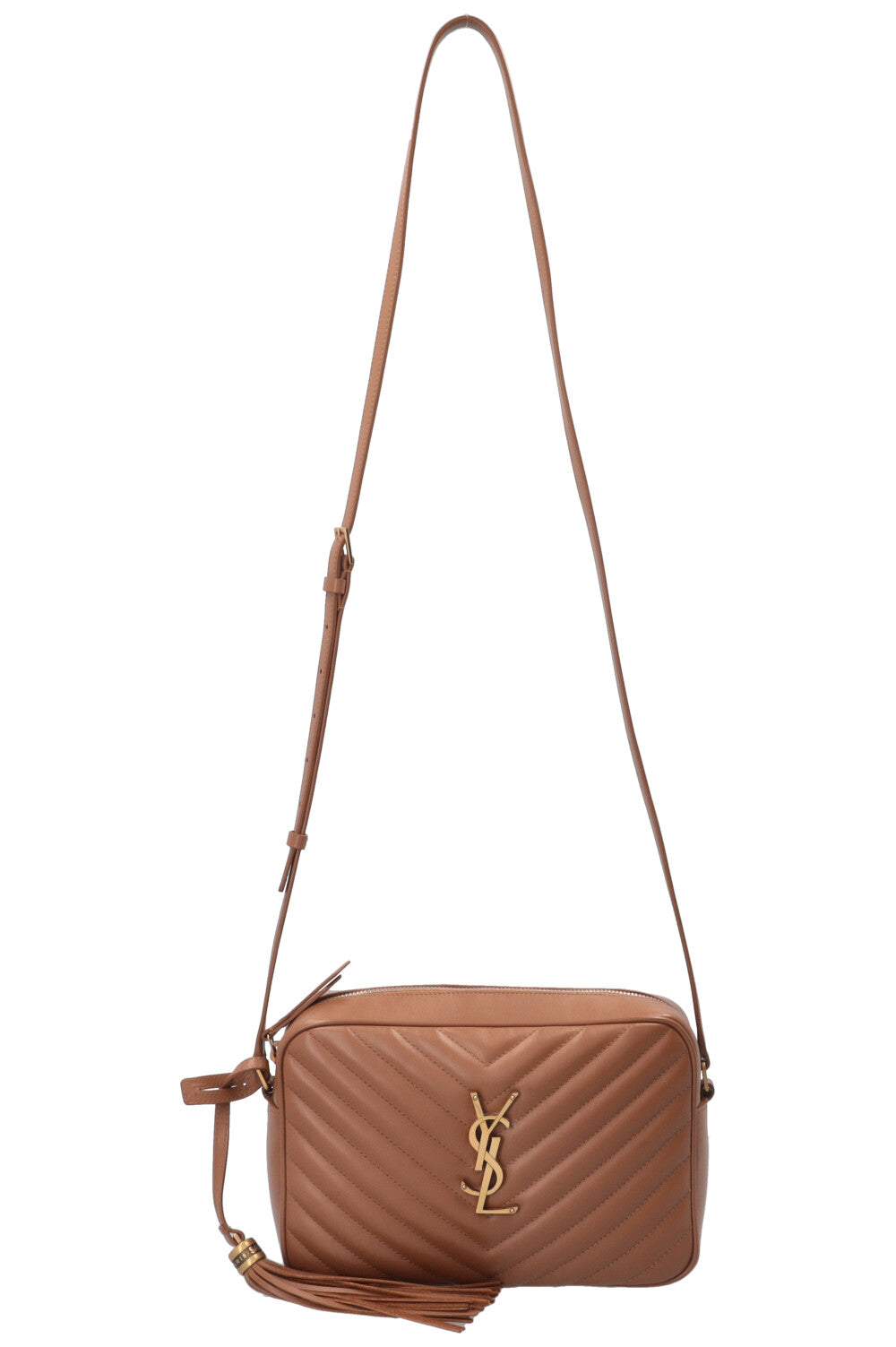SAINT LAURENT Sac bandoulière Lou moyen en cuir de veau marron