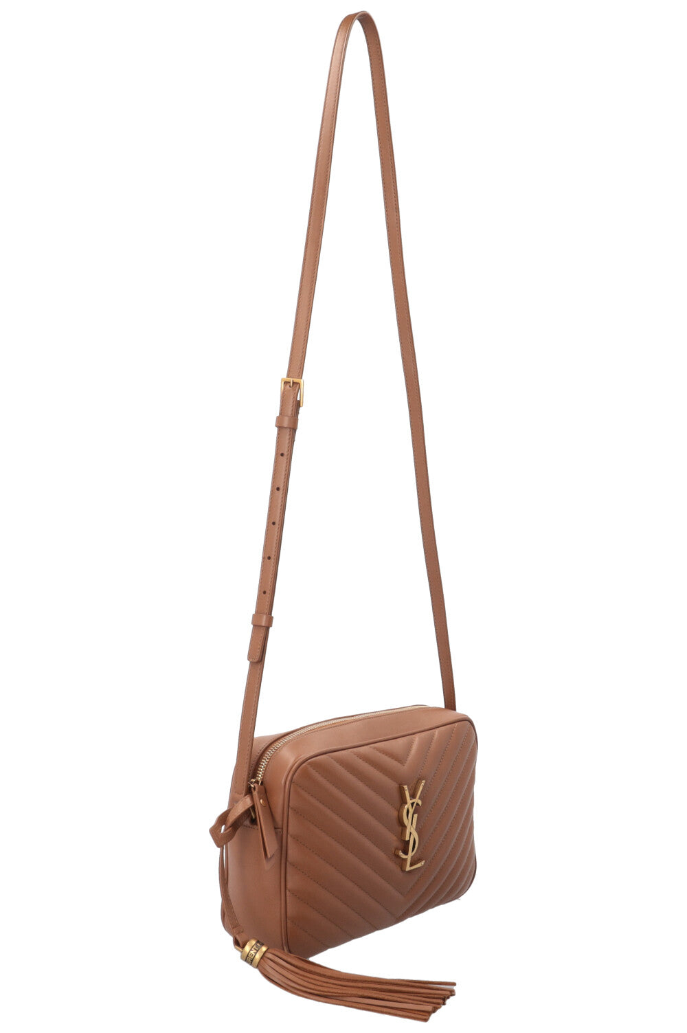 SAINT LAURENT Sac bandoulière Lou moyen en cuir de veau marron