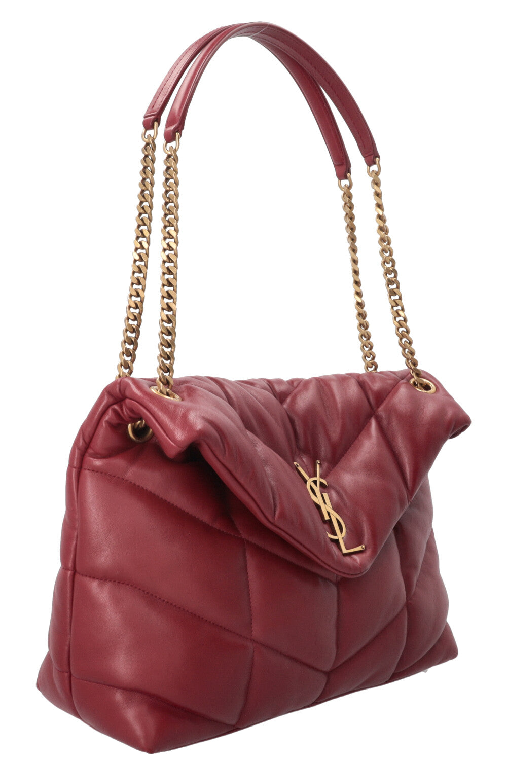 SAINT LAURENT Loulou Puffer Bag Medium Burgundy