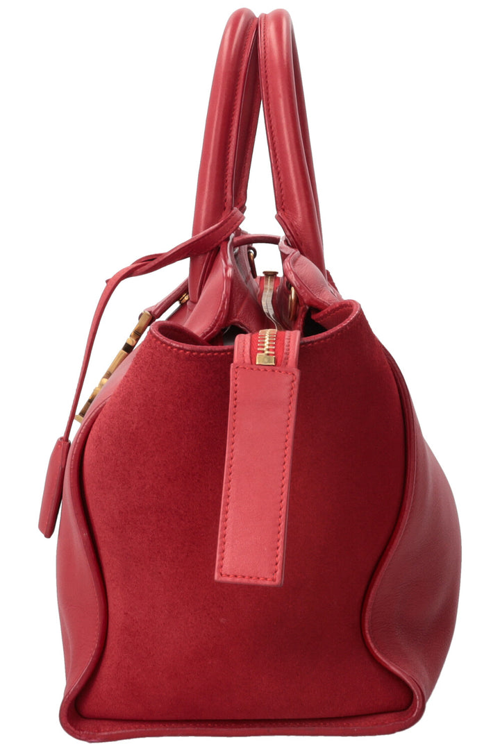 SAINT LAURENT Cabas Monogramme Sac Cuir Rouge