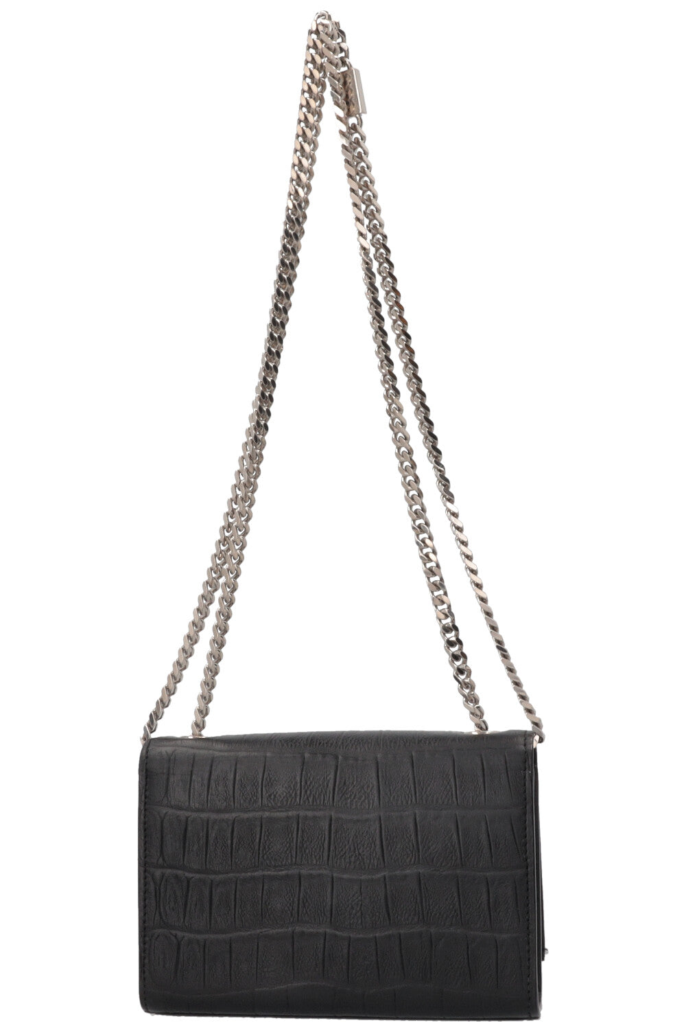 SAINT LAURENT Old Small Kate Tassel Bag Croc Embossed Black