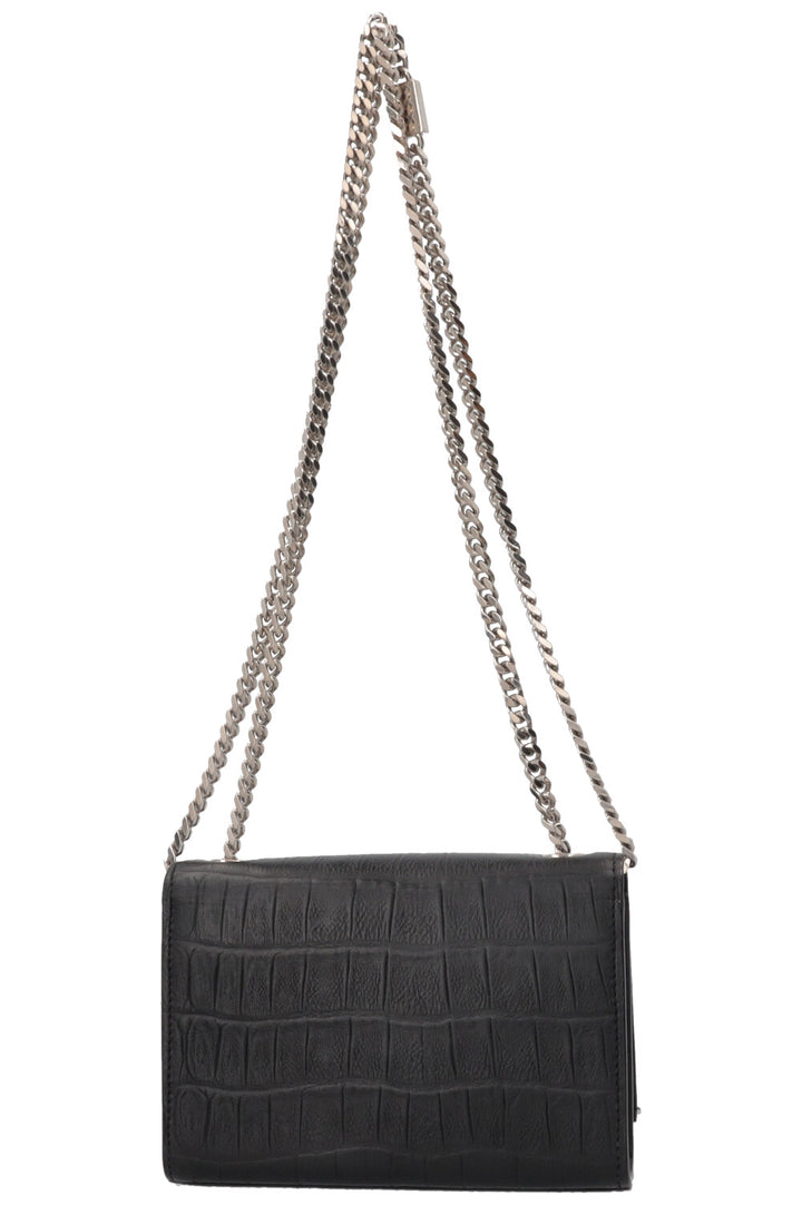SAINT LAURENT Old Small Kate Tassel Bag Croc Embossed Black