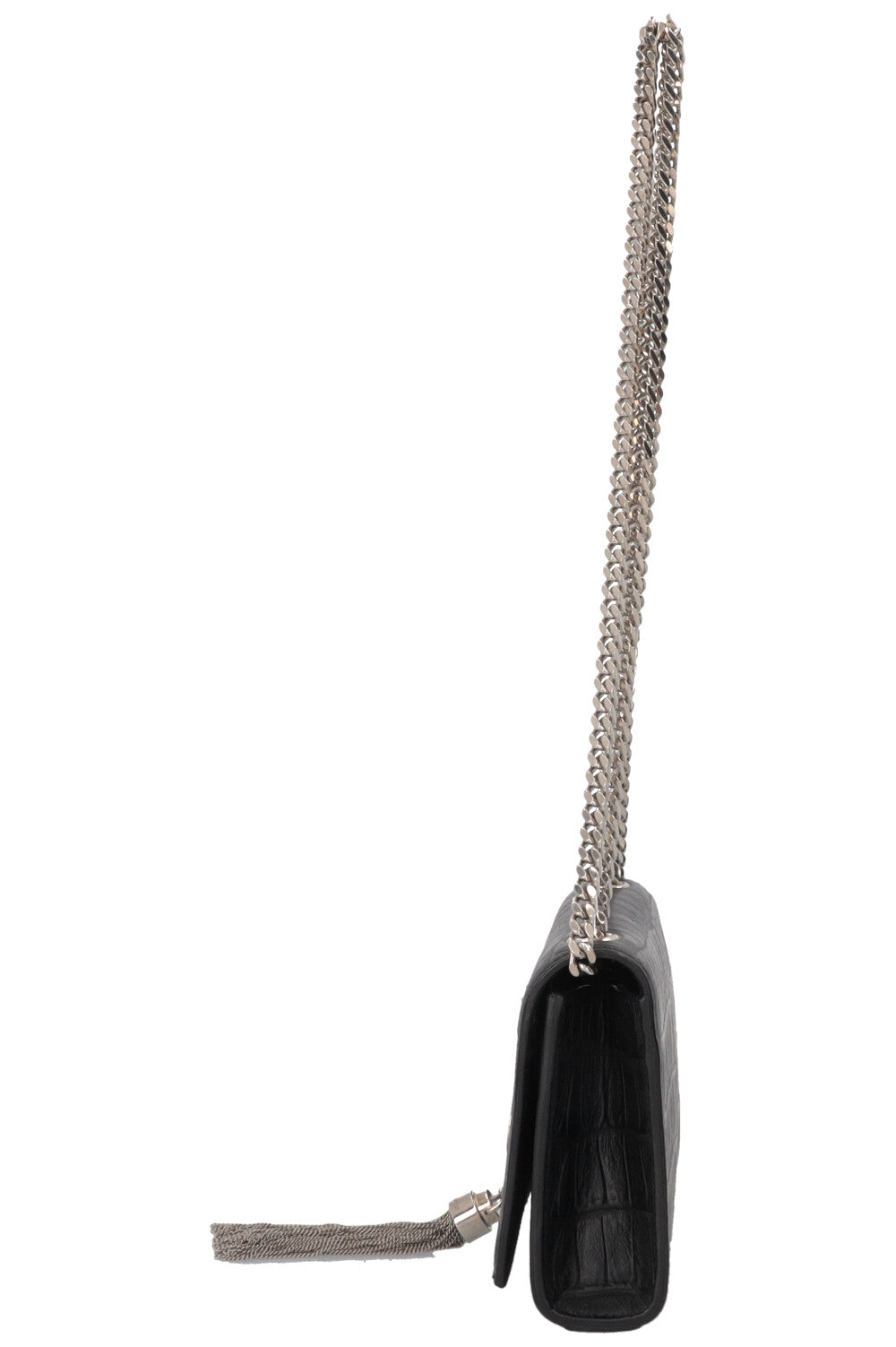 SAINT LAURENT Old Small Kate Tassel Bag Croc Embossed Black