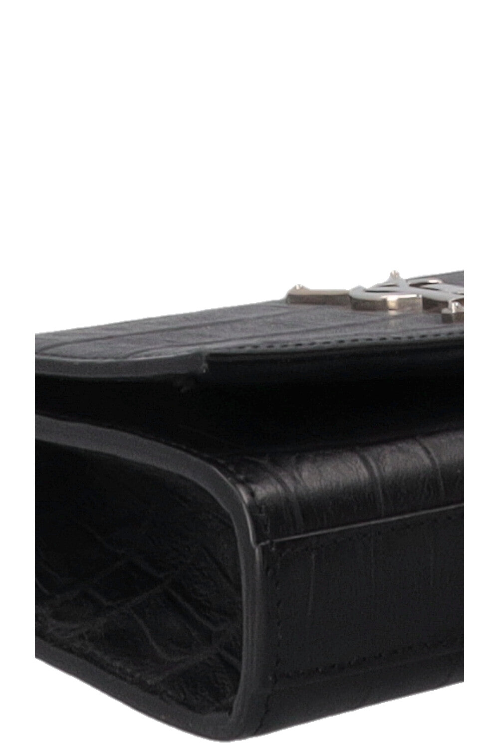 SAINT LAURENT Old Small Kate Tassel Bag Croc Embossed Black