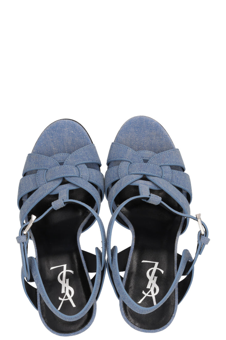 SAINT LAURENT Plateau Heels Denim Blue