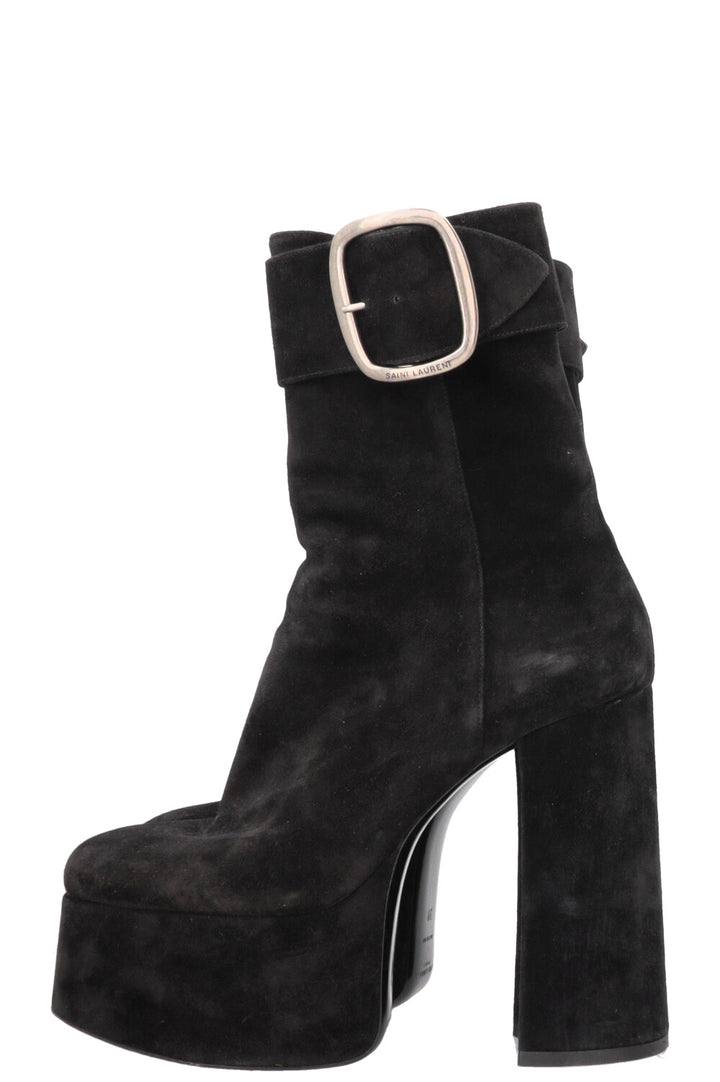SAINT LAURENT Talons Plateforme Daim Noir