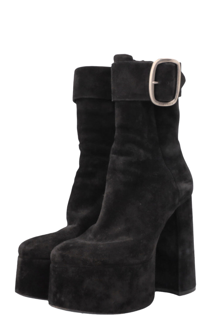SAINT LAURENT Talons Plateforme Daim Noir