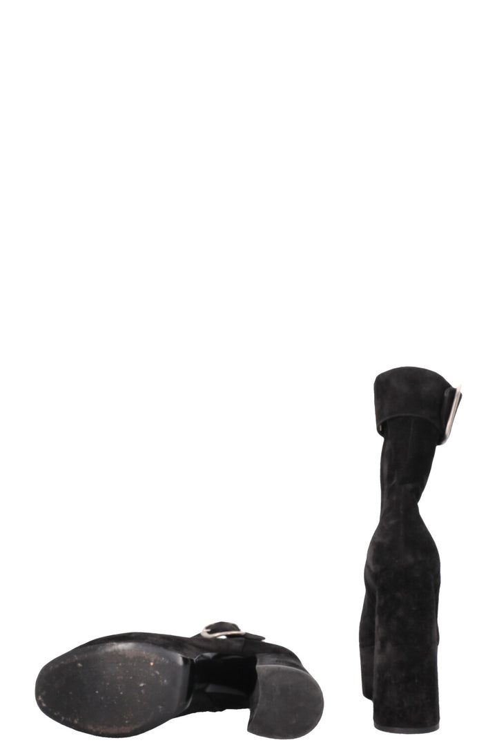 SAINT LAURENT Talons Plateforme Daim Noir