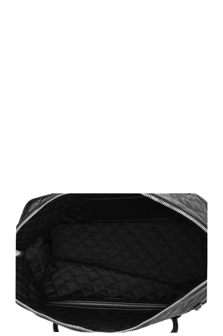 SAINT LAURENT Quilted ES Giant Travel Bag Leather Black