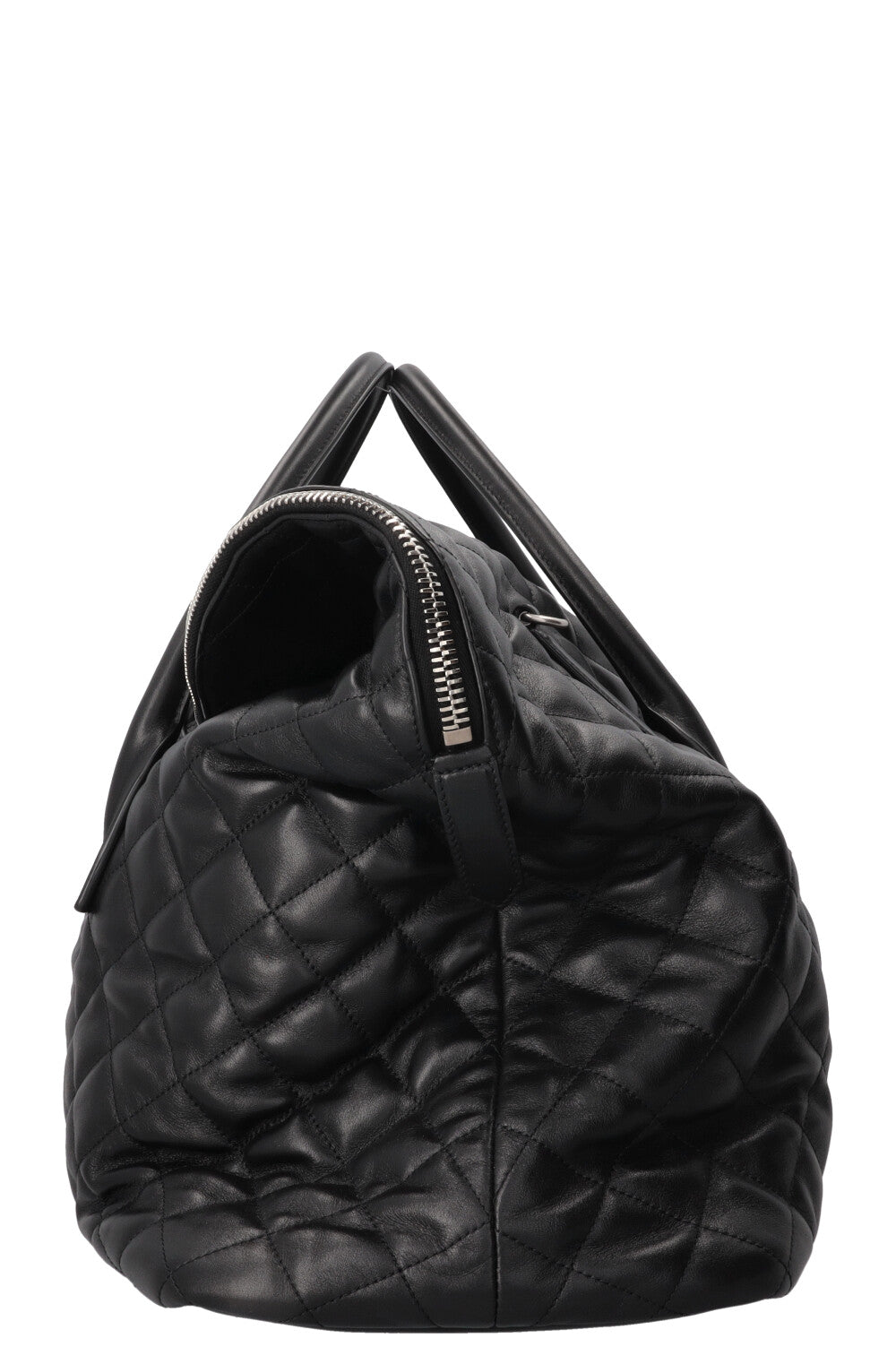 SAINT LAURENT Quilted ES Giant Travel Bag Leather Black