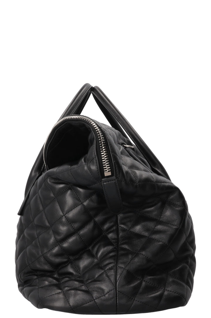 SAINT LAURENT Quilted ES Giant Travel Bag Leather Black