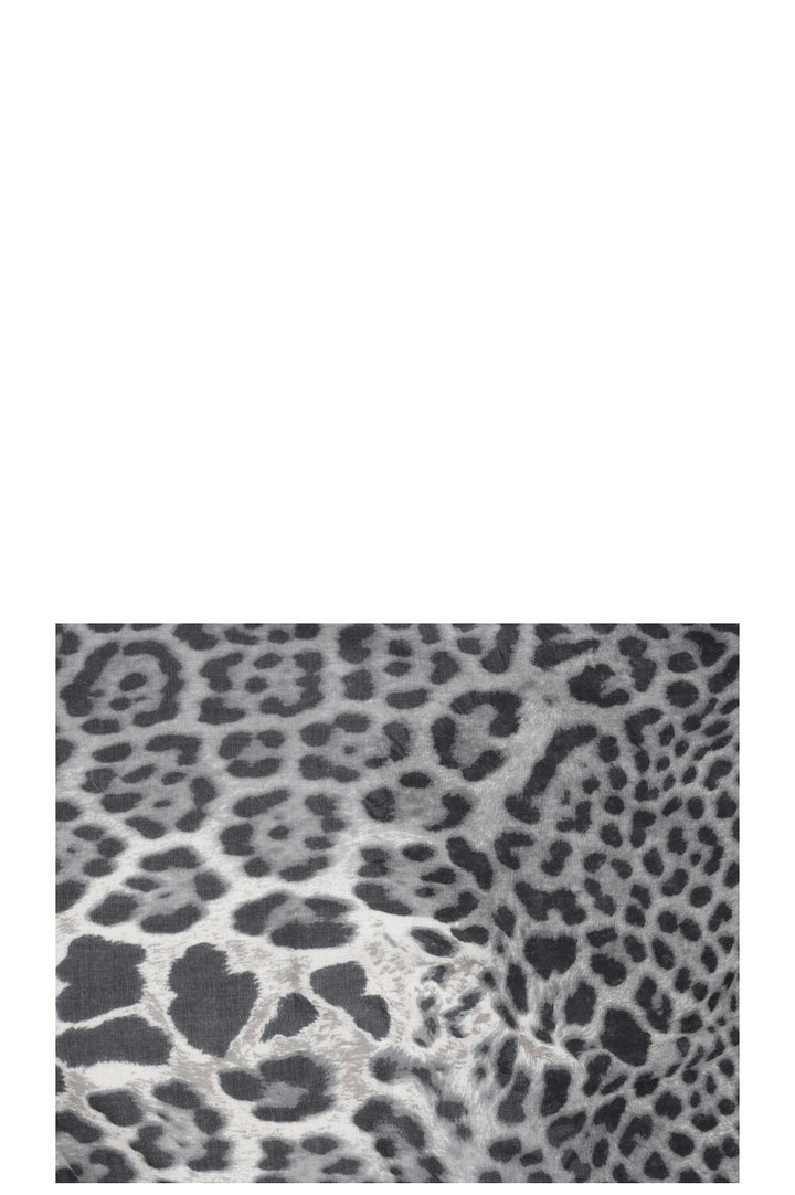 SAINT LAURENT Rive Gauche Cheetah Print Scarf Wool Grey