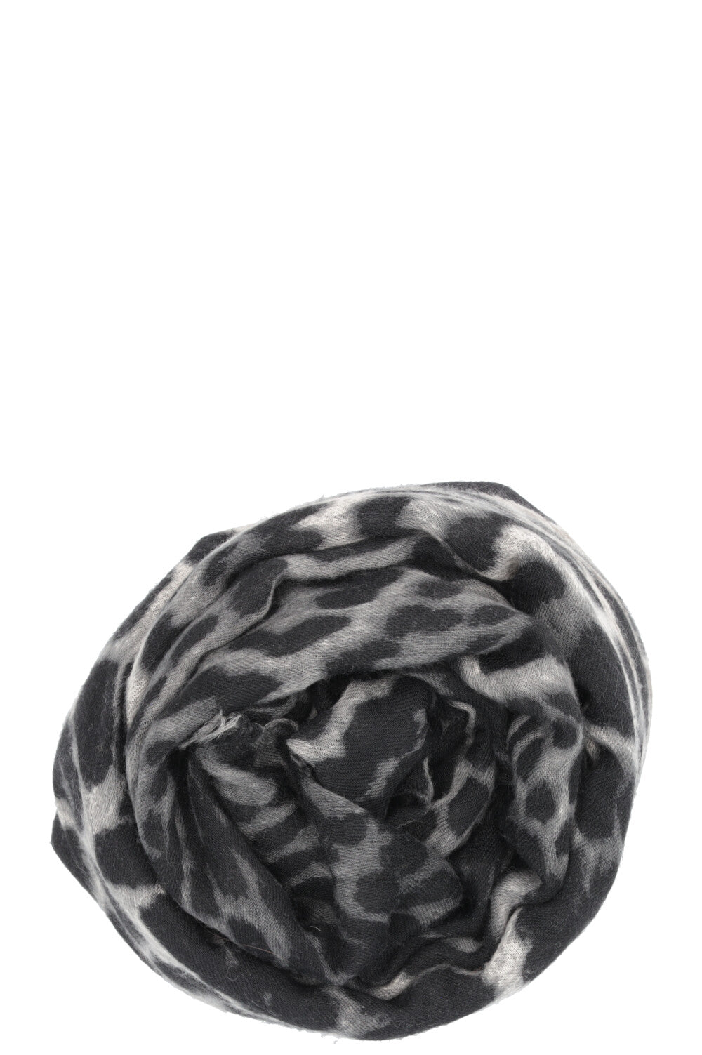 SAINT LAURENT Rive Gauche Cheetah Print Scarf Wool Grey