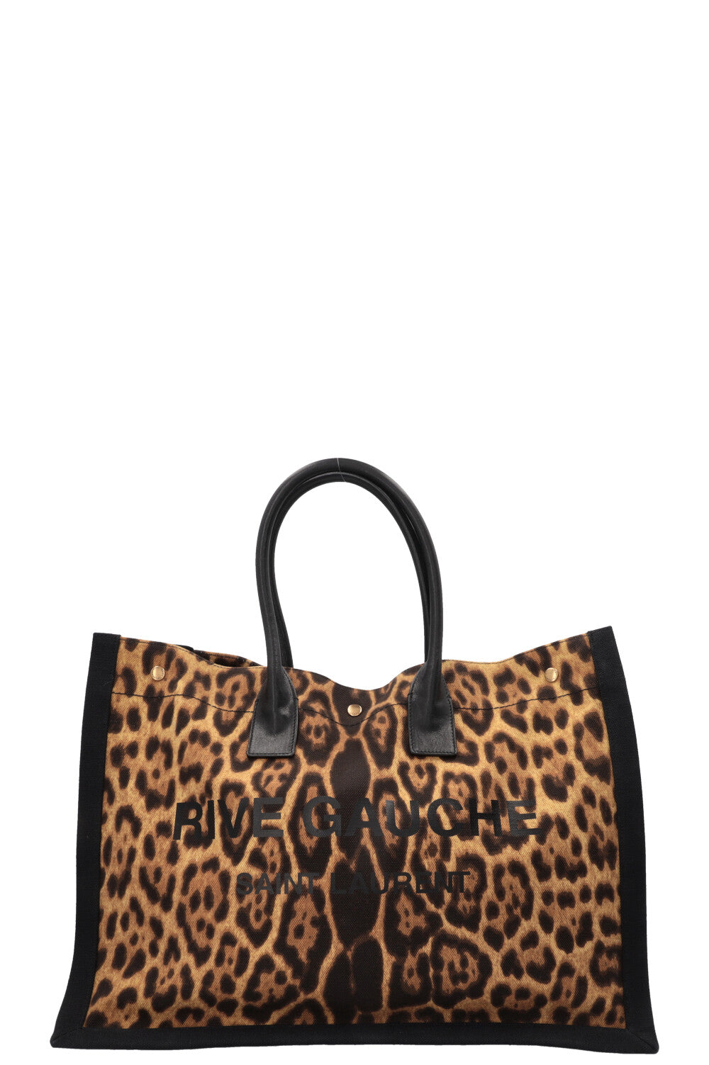 SAINT LAURENT Rive Gauche Tote Bag Canvas Cheetah