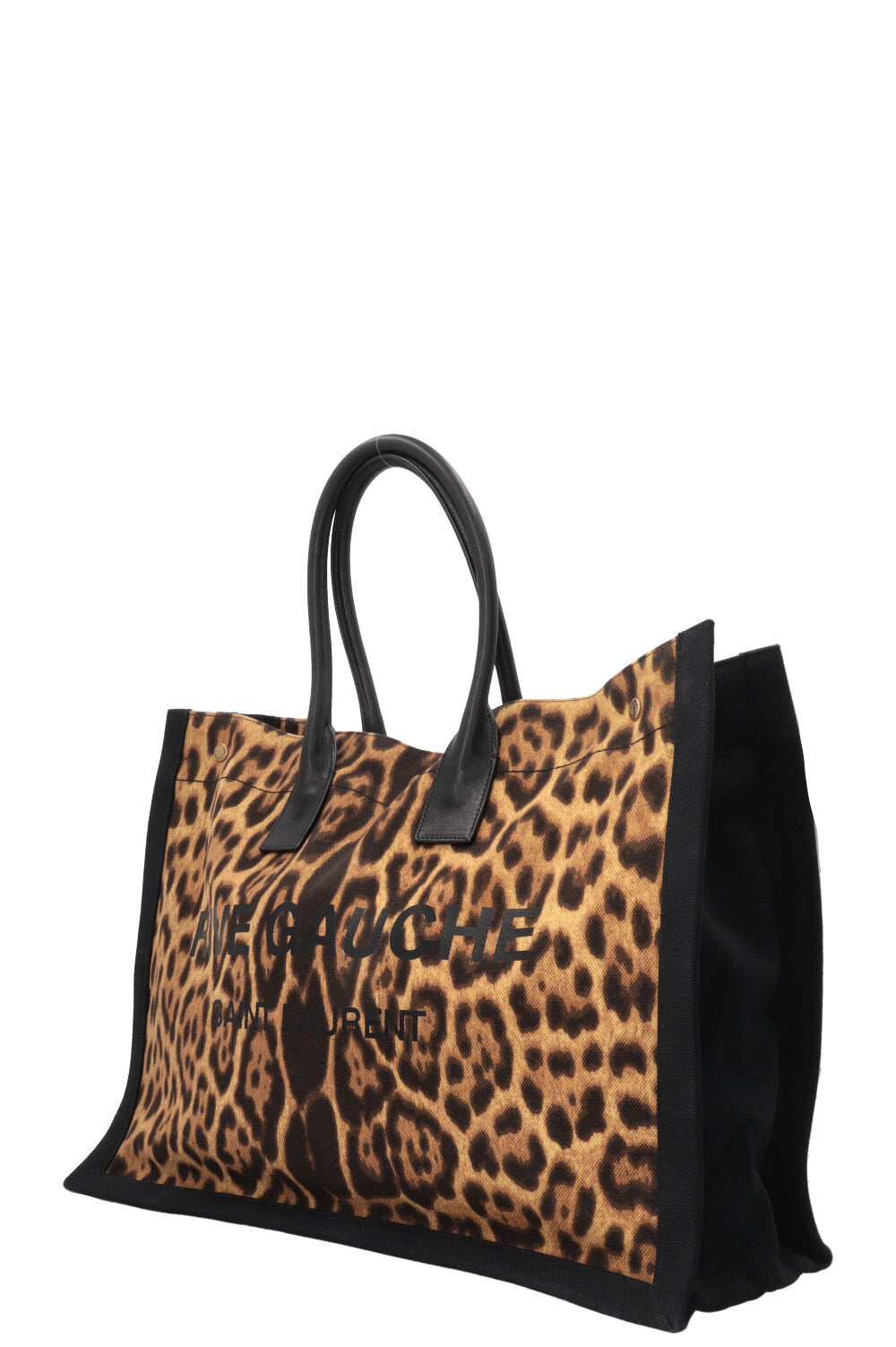 SAINT LAURENT Rive Gauche Tote Bag Canvas Cheetah