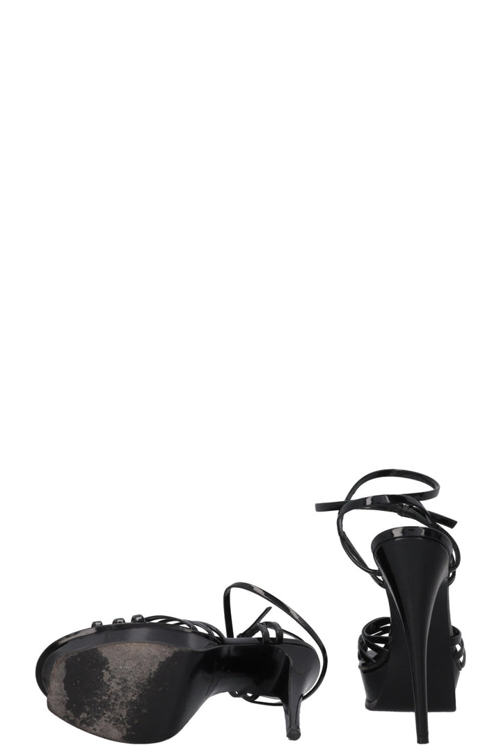 SAINT LAURENT Sandal Heels Patent Black