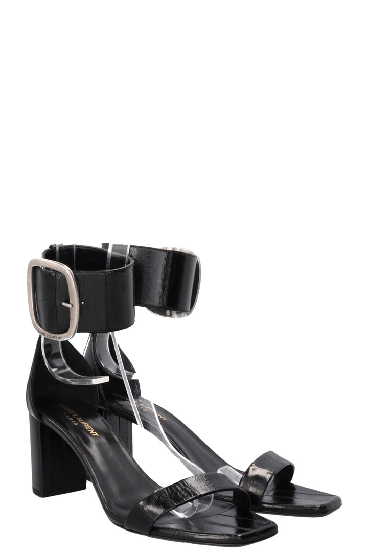 SAINT LAURENT Sandals Patent Black