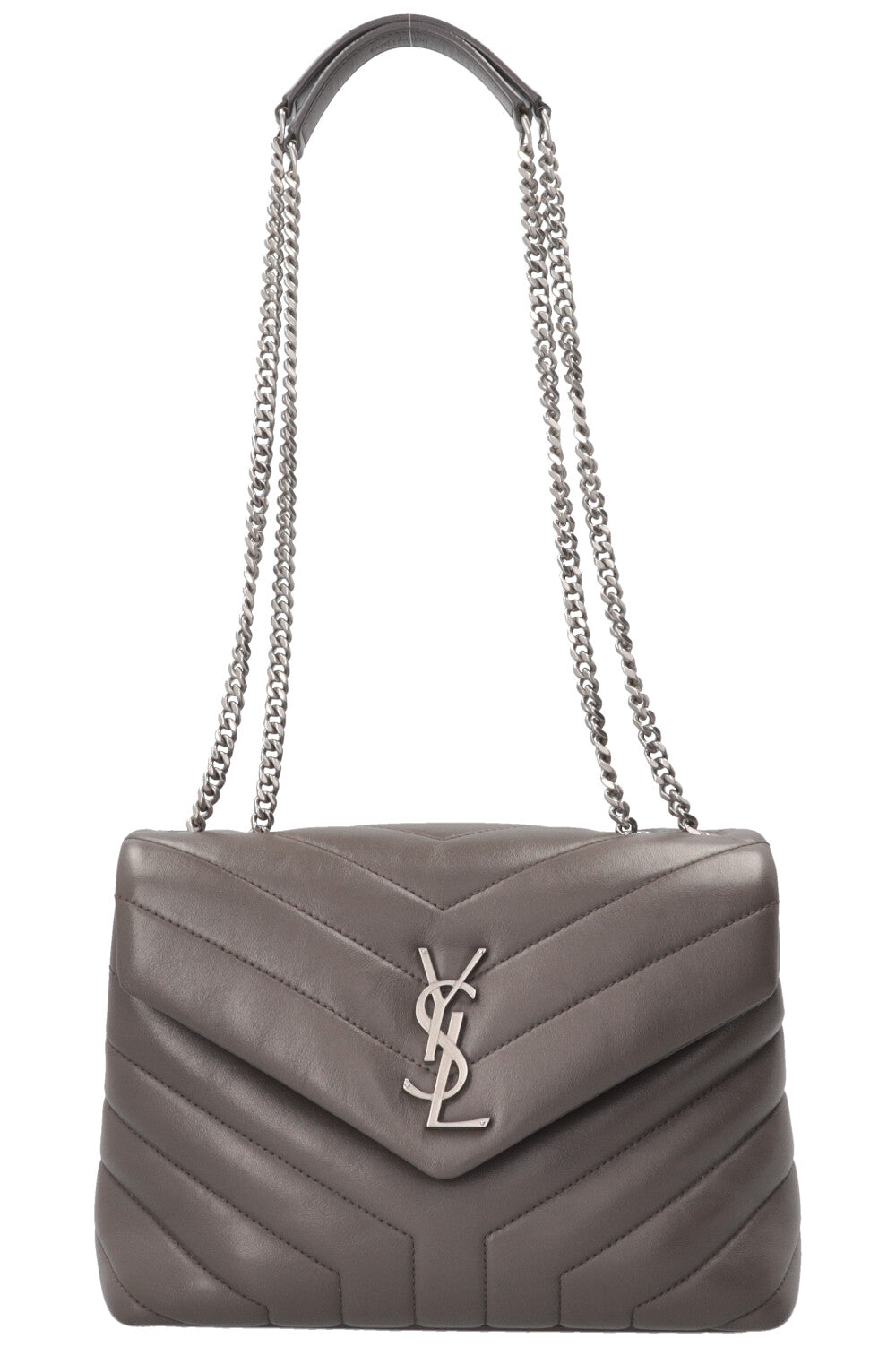 SAINT LAURENT Small Loulou Bag in Grey Leather