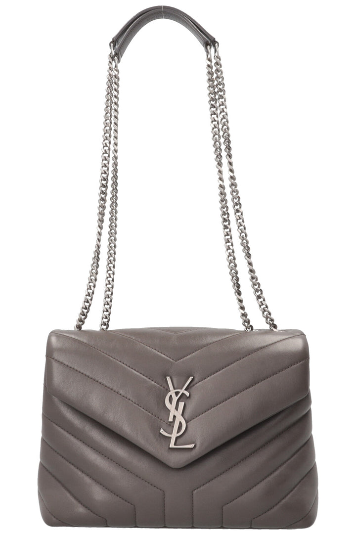SAINT LAURENT Small Loulou Bag in Grey Leather