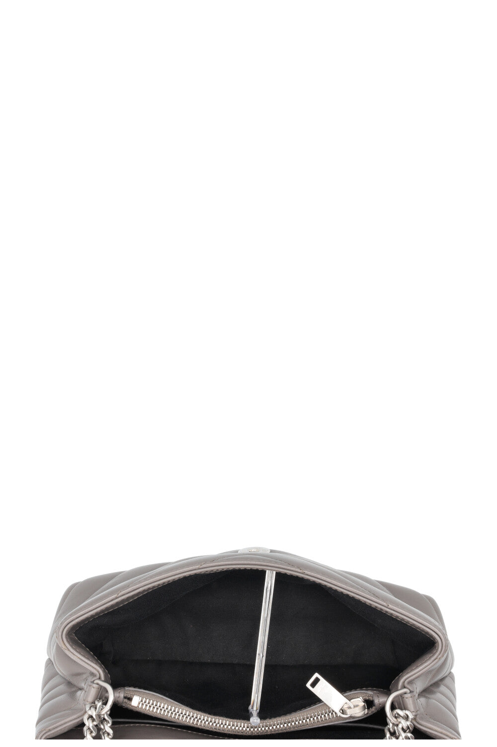 SAINT LAURENT Small Loulou Bag in Grey Leather