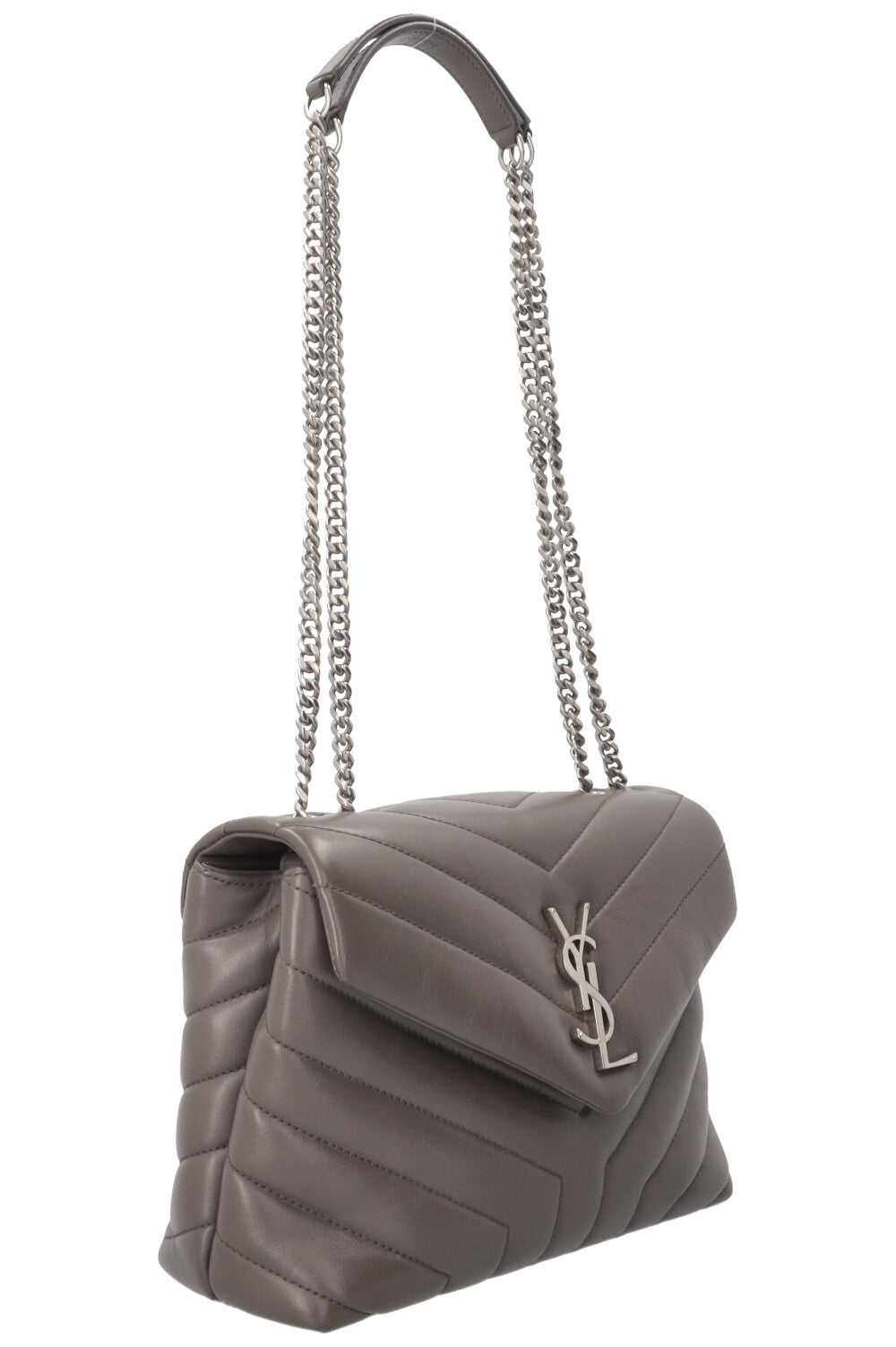 SAINT LAURENT Small Loulou Bag in Grey Leather