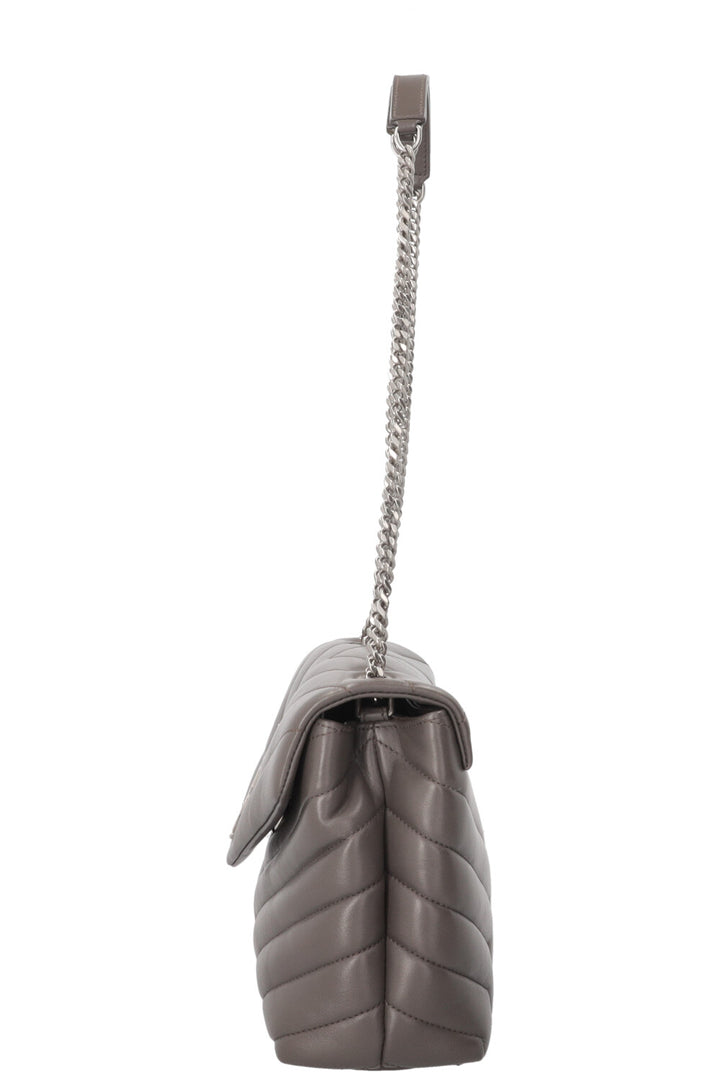 SAINT LAURENT Small Loulou Bag in Grey Leather