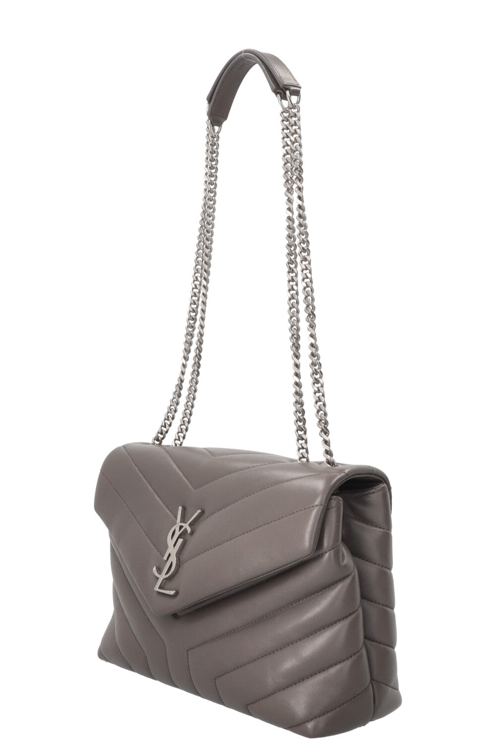 SAINT LAURENT Small Loulou Bag in Grey Leather