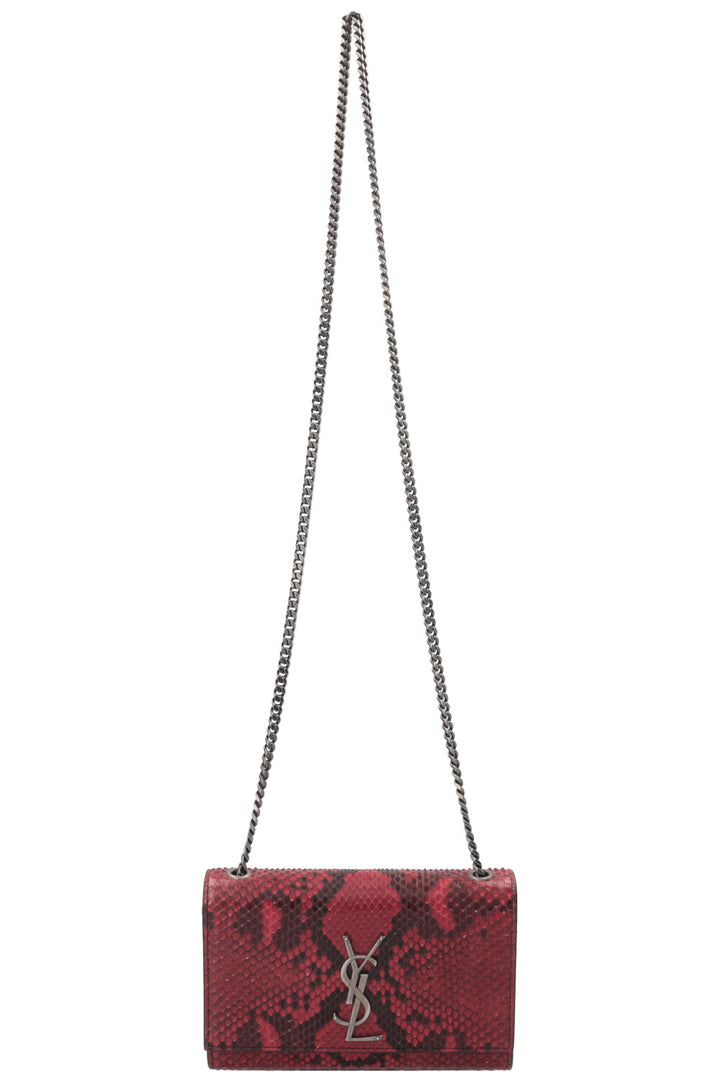 YSL Small New Kate Shoulder Bag Snake Embossed Red
