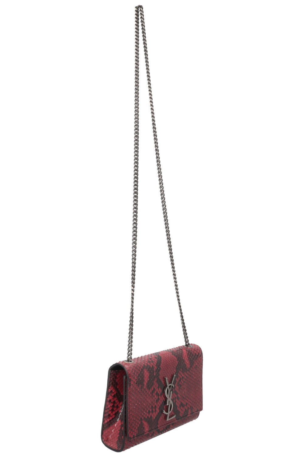 YSL Small New Kate Shoulder Bag Snake Embossed Red
