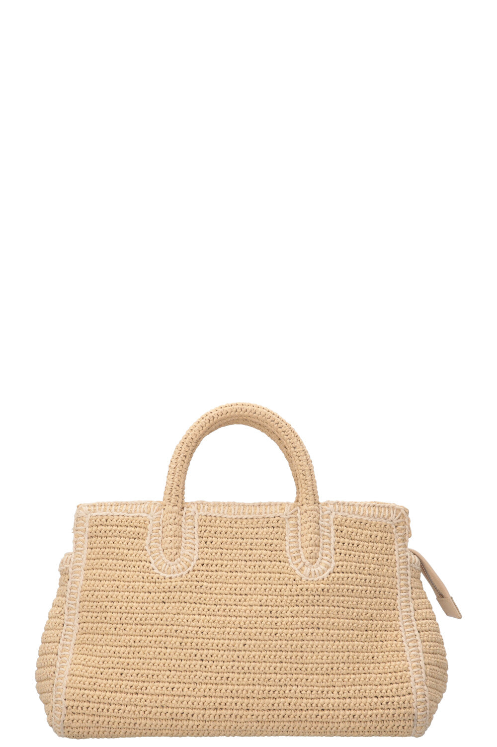 SAINT LAURENT Small Rive Gauche Cabas Bag Raffia Beige