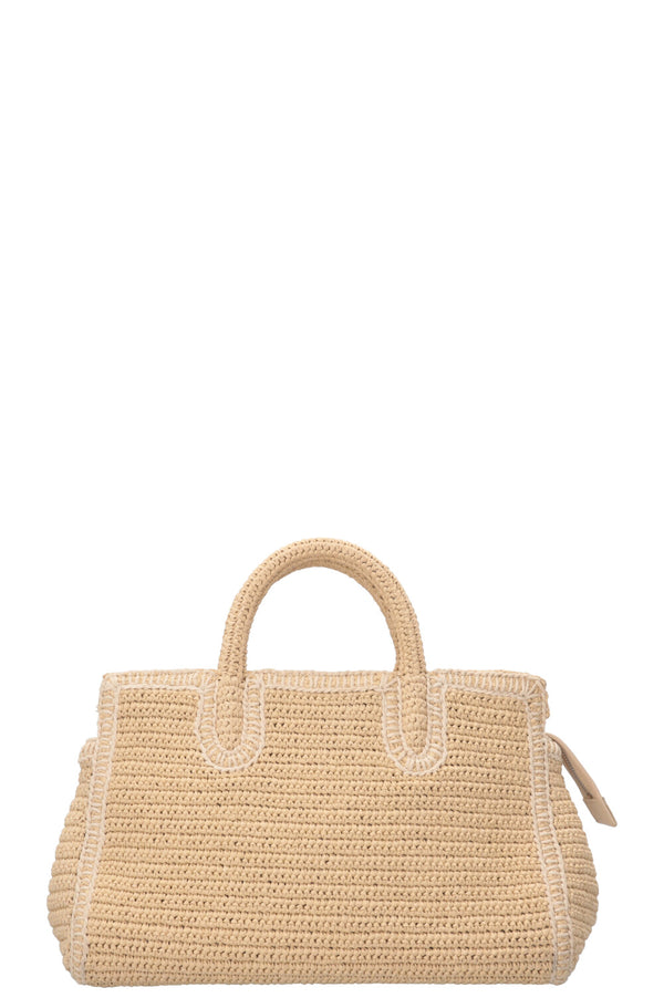 SAINT LAURENT Small Rive Gauche Cabas Bag Raffia Beige