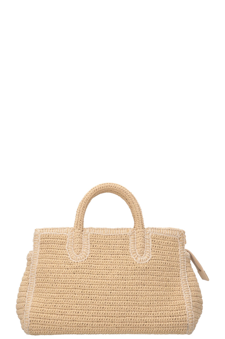 SAINT LAURENT Small Rive Gauche Cabas Bag Raffia Beige