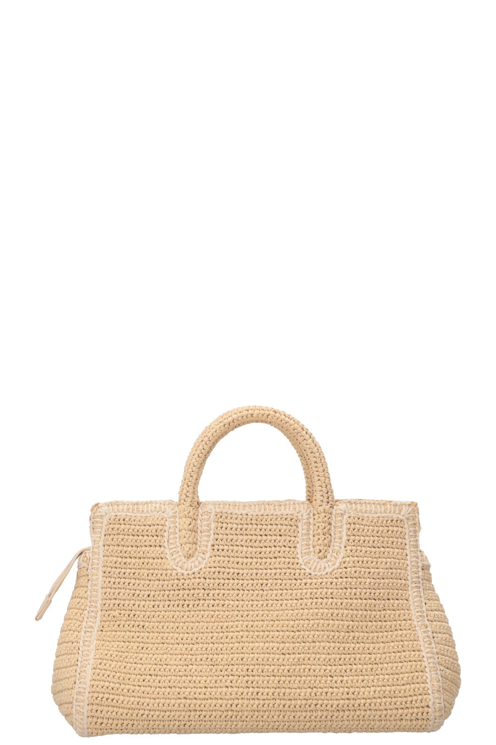 SAINT LAURENT Small Rive Gauche Cabas Bag Raffia Beige