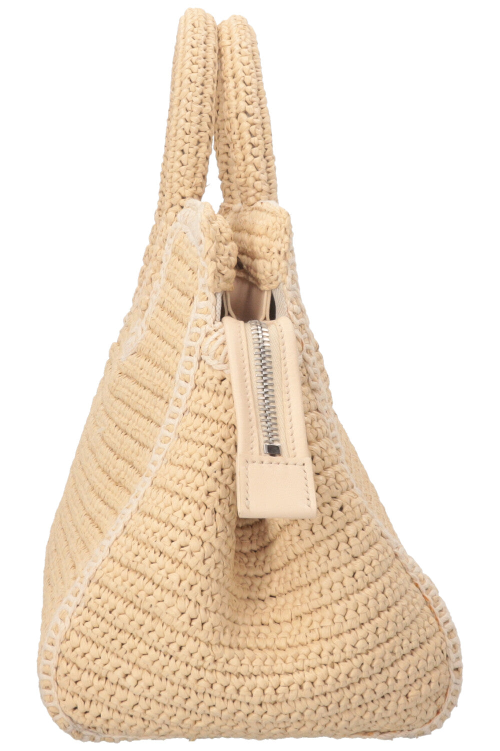 SAINT LAURENT Small Rive Gauche Cabas Bag Raffia Beige
