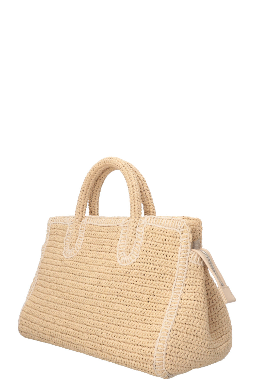 SAINT LAURENT Small Rive Gauche Cabas Bag Raffia Beige