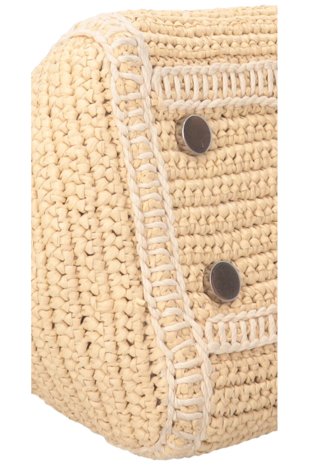 SAINT LAURENT Small Rive Gauche Cabas Bag Raffia Beige