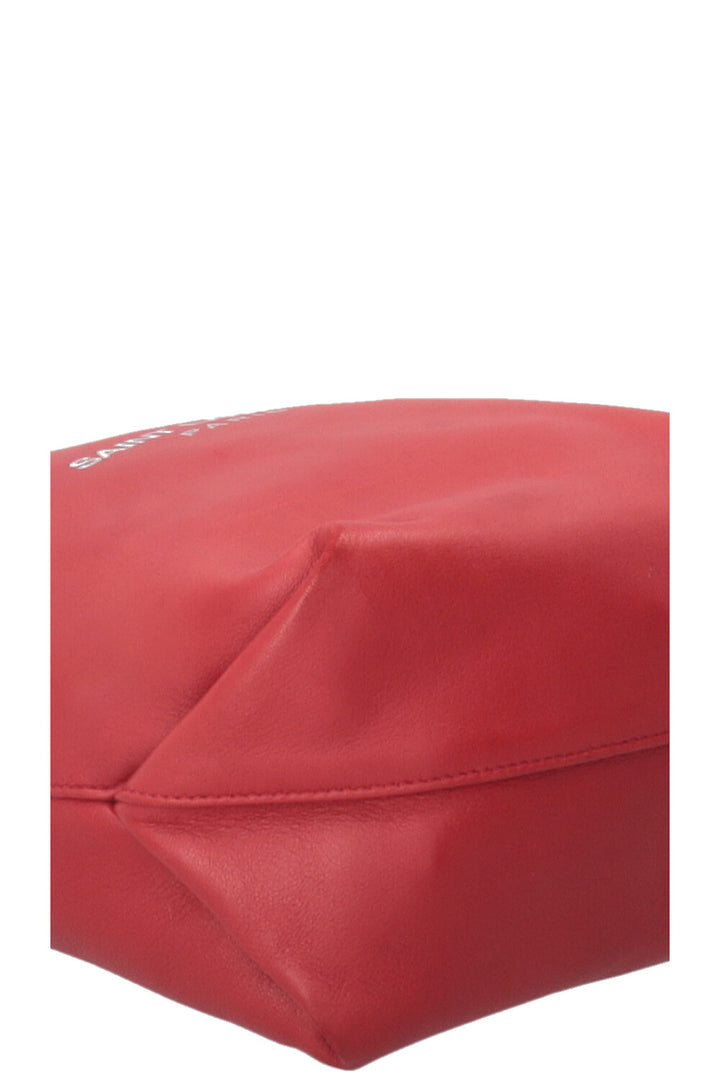 SAINT LAURENT Teddy Drawstring Bucket Bag Red