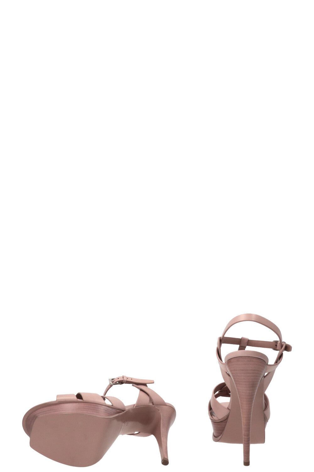 SAINT LAURENT Tribute Plateau Heels Leather Nude