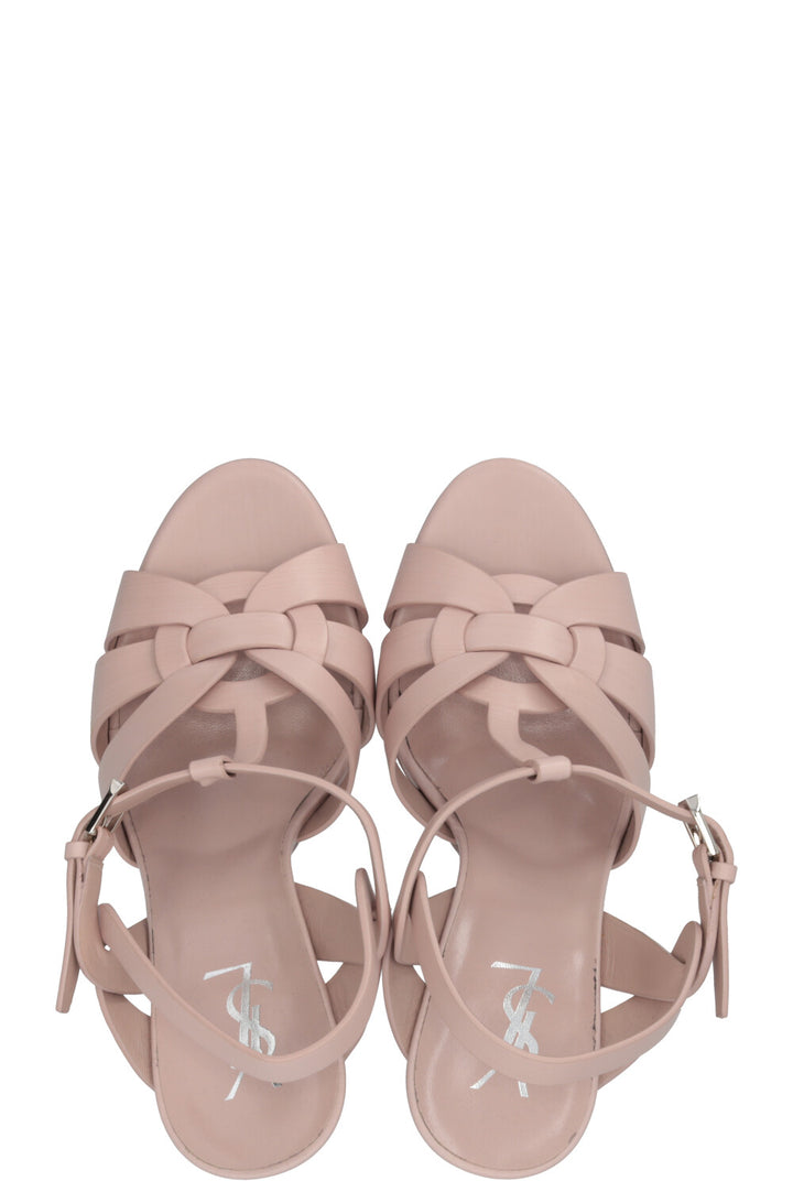 SAINT LAURENT Tribute Plateau Heels Leather Nude